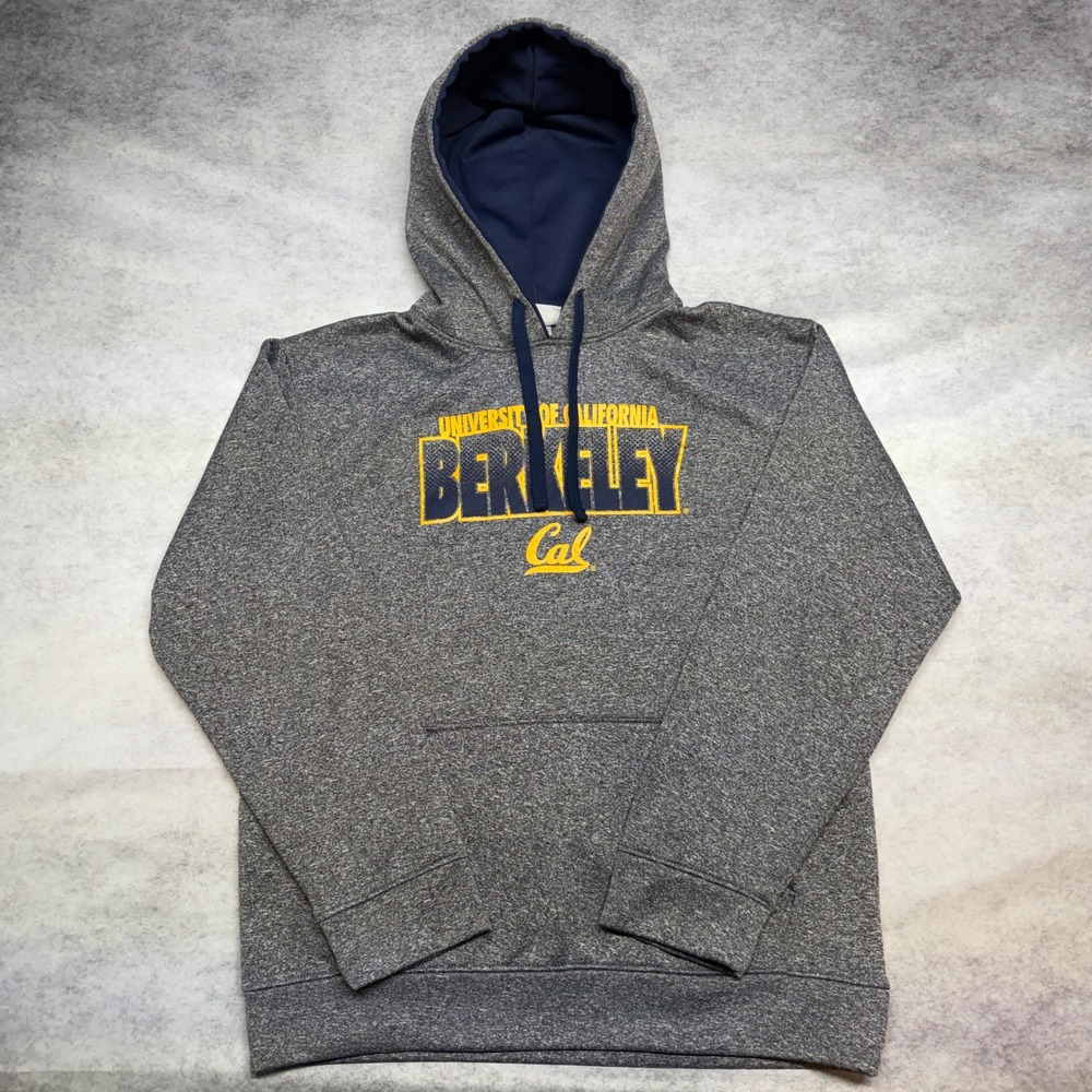 UC Berkeley Cal Hoodie‎ Grey Heather M Majestic Section 101 Y2K Collegiate